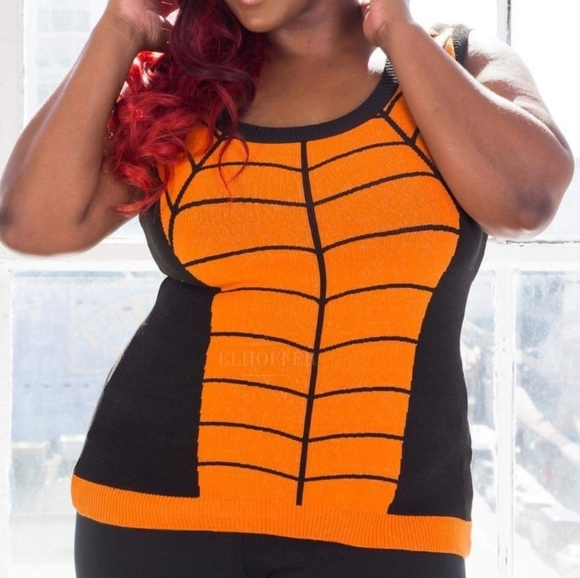 Spooky Spiderweb Shell Genuine Rare Retired Elhoffer Design Knit Top - Picture 2 of 11